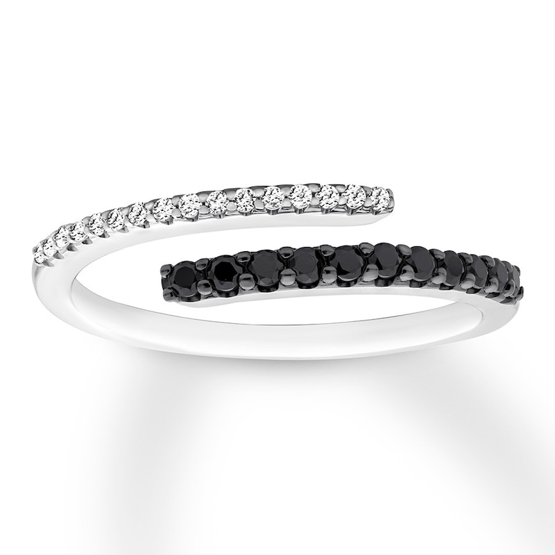 Black & White Diamond Ring 1/4 ct tw 10K White Gold