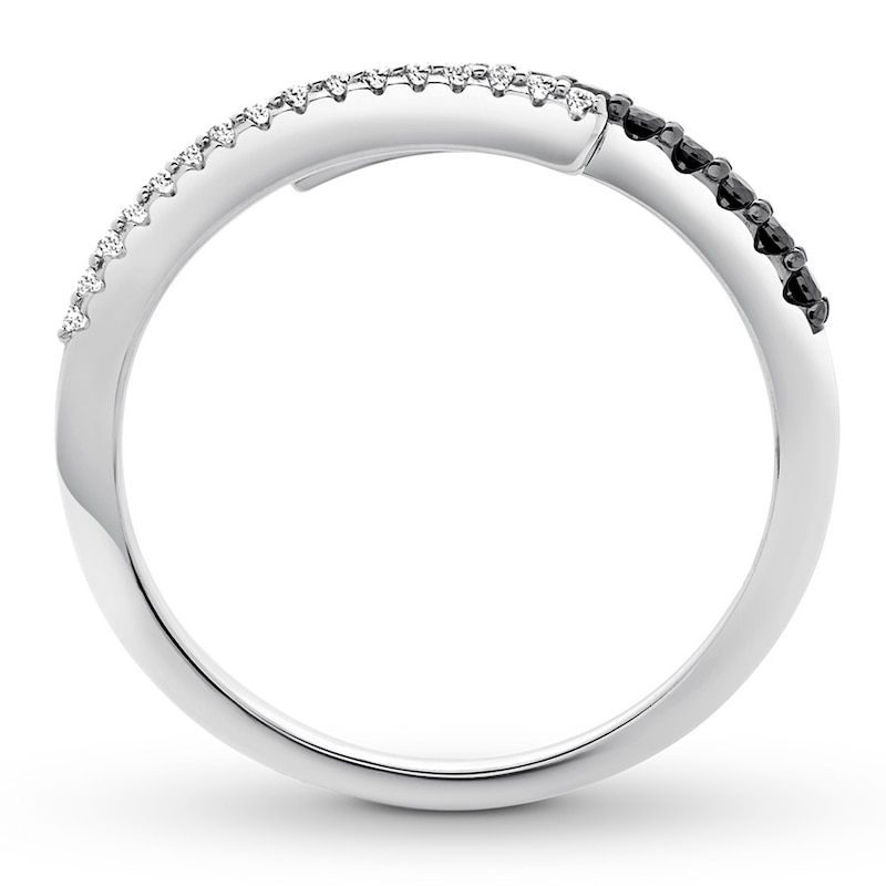 Black & White Diamond Ring 1/4 ct tw 10K White Gold