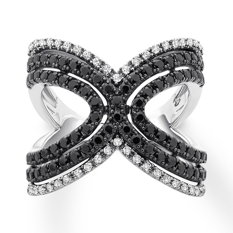 Black & White Diamond Ring 1 carat tw 10K White Gold