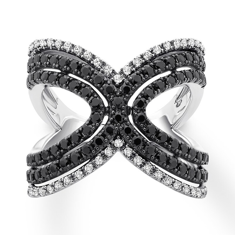 Main Image 1 of Black & White Diamond Ring 1 carat tw 10K White Gold