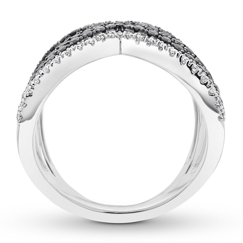 Main Image 2 of Black & White Diamond Ring 1 carat tw 10K White Gold