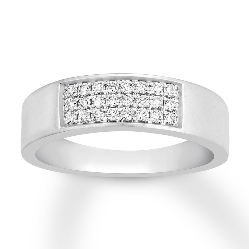 Main Image 1 of Men's Diamond Band 1/5 ct tw Round 10K White Gold