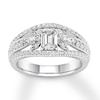 Thumbnail Image 0 of Diamond Anniversary Ring 1-1/6 ct tw Emerald-cut 14K White Gold