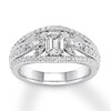 Thumbnail Image 0 of Diamond Anniversary Ring 1-1/6 ct tw Emerald-cut 14K White Gold