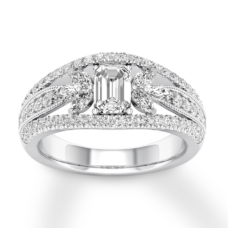 Diamond Anniversary Ring 1-1/6 ct tw Emerald-cut 14K White Gold