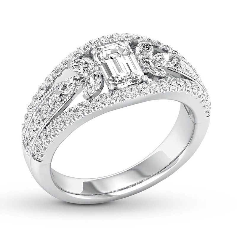 Diamond Anniversary Ring 1-1/6 ct tw Emerald-cut 14K White Gold