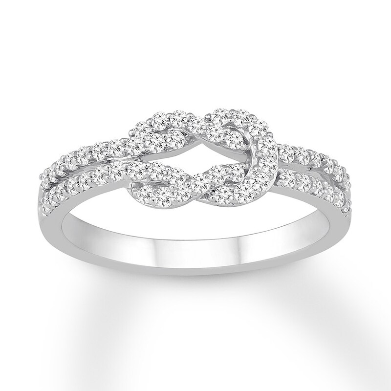 Diamond Knot Ring 1/3 carat tw Round 10K White Gold