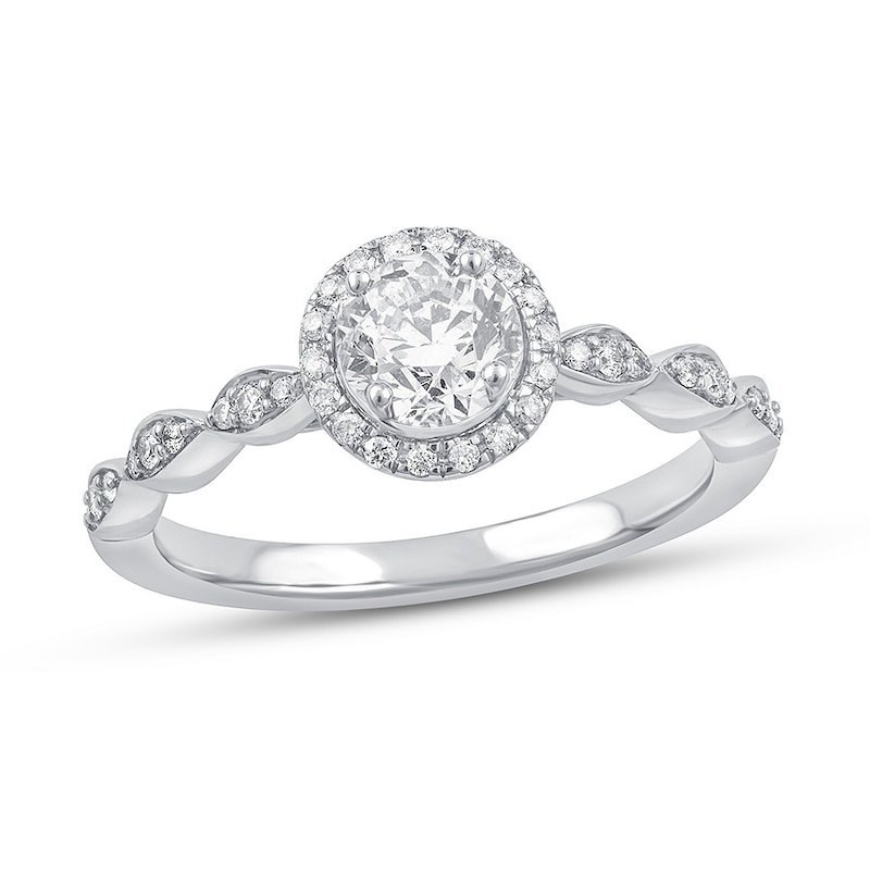 Diamond Promise Ring 1/2 ct tw Round 10K White Gold with 360