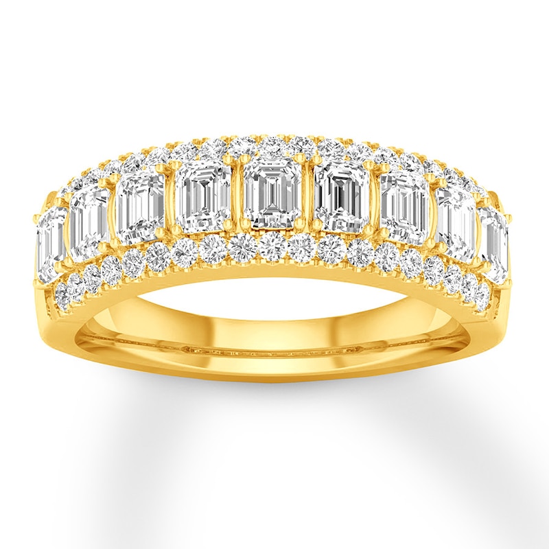 Diamond Anniversary Ring 1-5/8 ct tw Emerald-cut 14K Yellow Gold