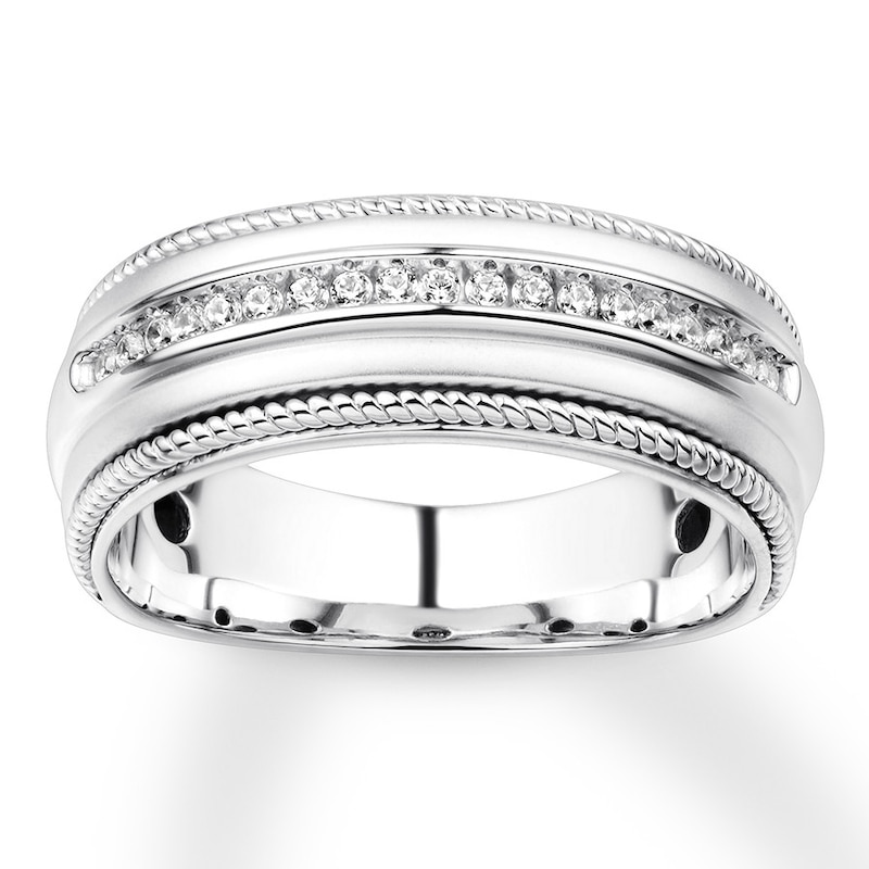 Men's Diamond Band 1/5 ct tw Round-cut 10K White Gold