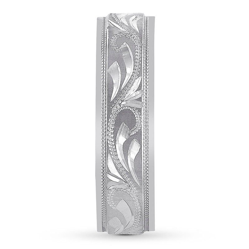 Main Image 3 of Carved Wedding Band 14K White Gold 6mm
