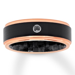 Men's Black Diamond Band 1/20 carat Black/Rose Stainless Steel