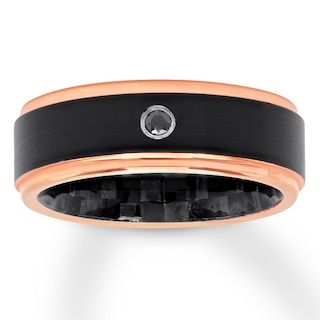 Men's Black Diamond Band 1/20 carat Black/Rose Stainless Steel