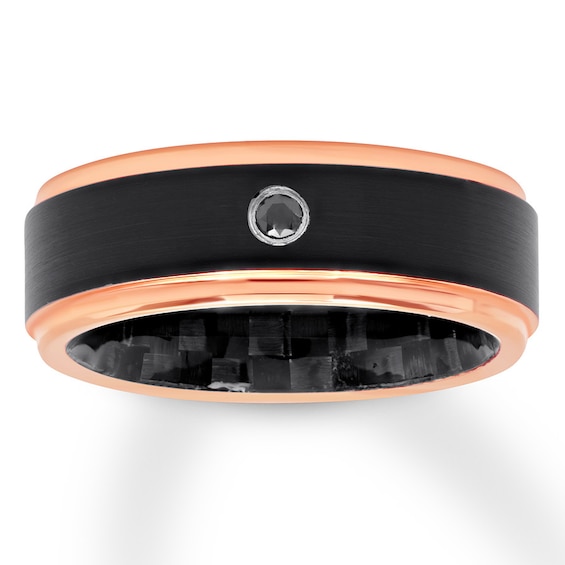 Men's Black Diamond Band 1/20 carat Black/Rose Stainless Steel