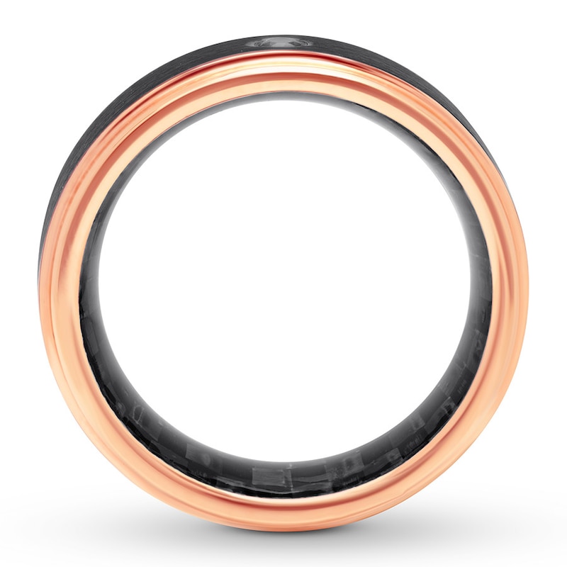 Main Image 2 of Men's Black Diamond Band 1/20 carat Black/Rose Stainless Steel
