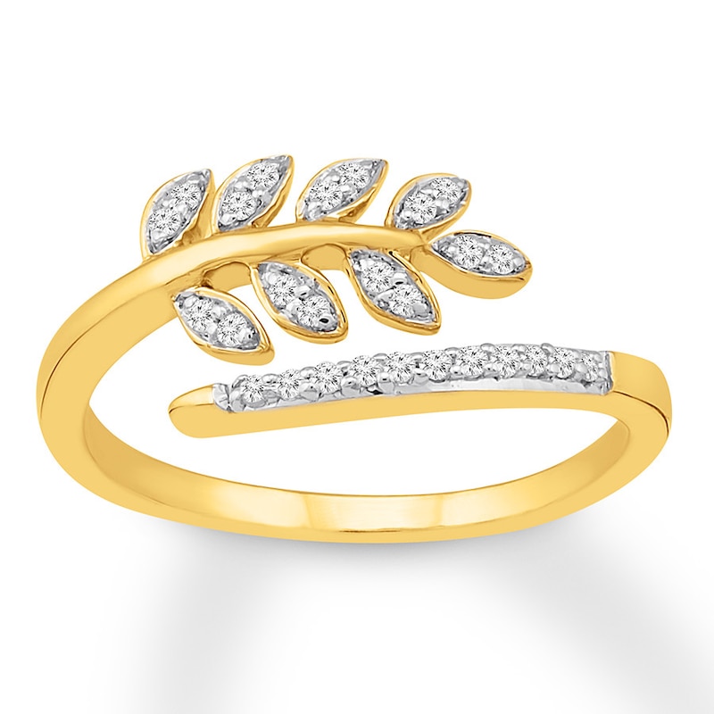 Leaf Deconstructed Ring 1/8 ct tw Diamonds 10K Yellow Gold