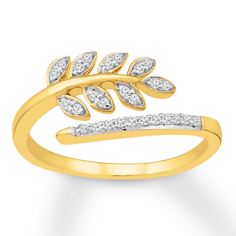 Main Image 1 of Leaf Deconstructed Ring 1/8 ct tw Diamonds 10K Yellow Gold