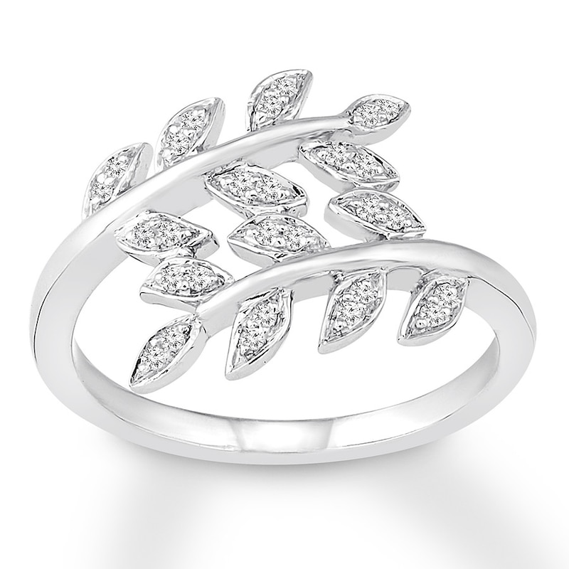 Leaf Deconstructed Ring 1/8 ct tw Diamonds 10K White Gold