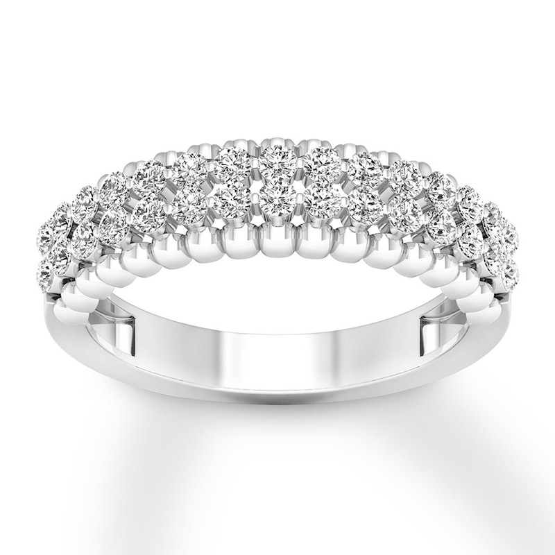 Diamond Anniversary Ring 1/2 ct tw Round-cut 14K White Gold with 360