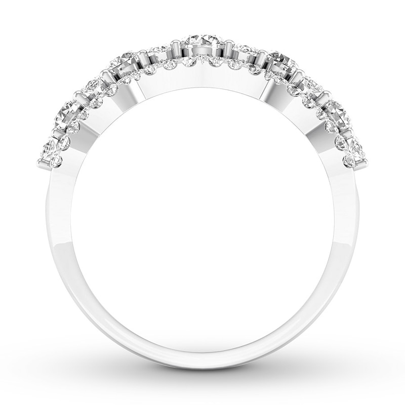 Diamond Anniversary Ring 3/4 ct tw Round/Marquise 14K White Gold