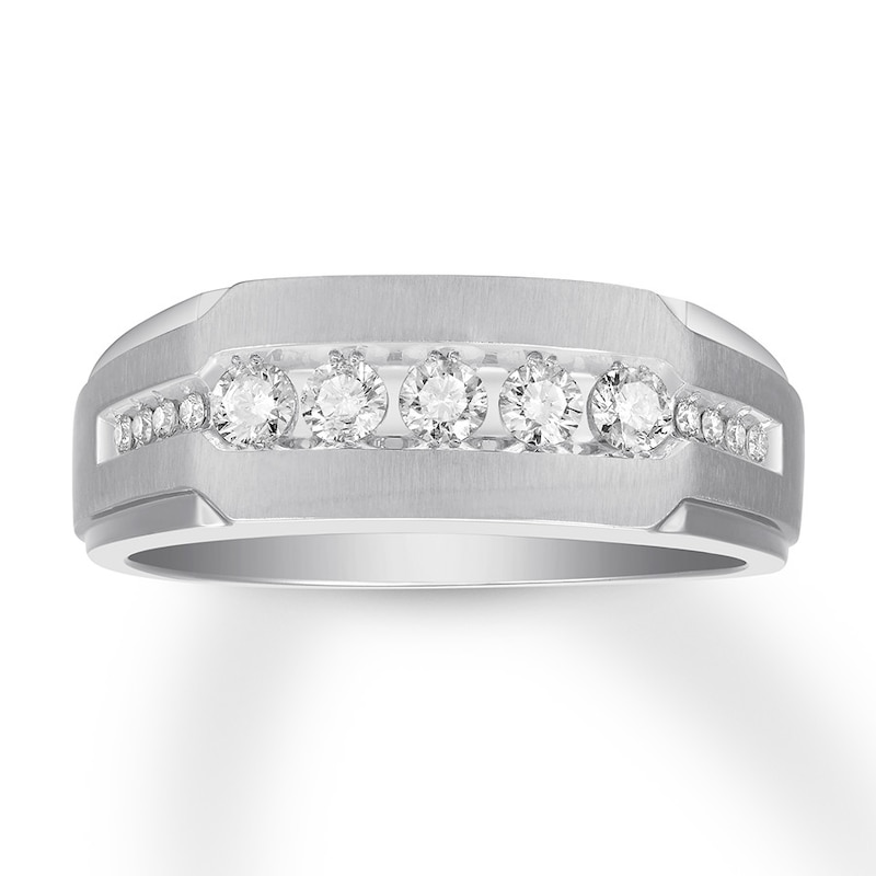 Main Image 1 of Men's Diamond Band 1/2 carat tw Round 14K White Gold