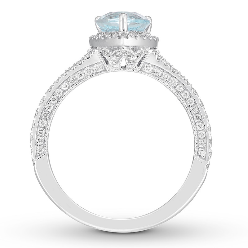 Main Image 2 of Neil Lane Aquamarine Engagement Ring 1/2 ct tw Diamonds 14K Gold