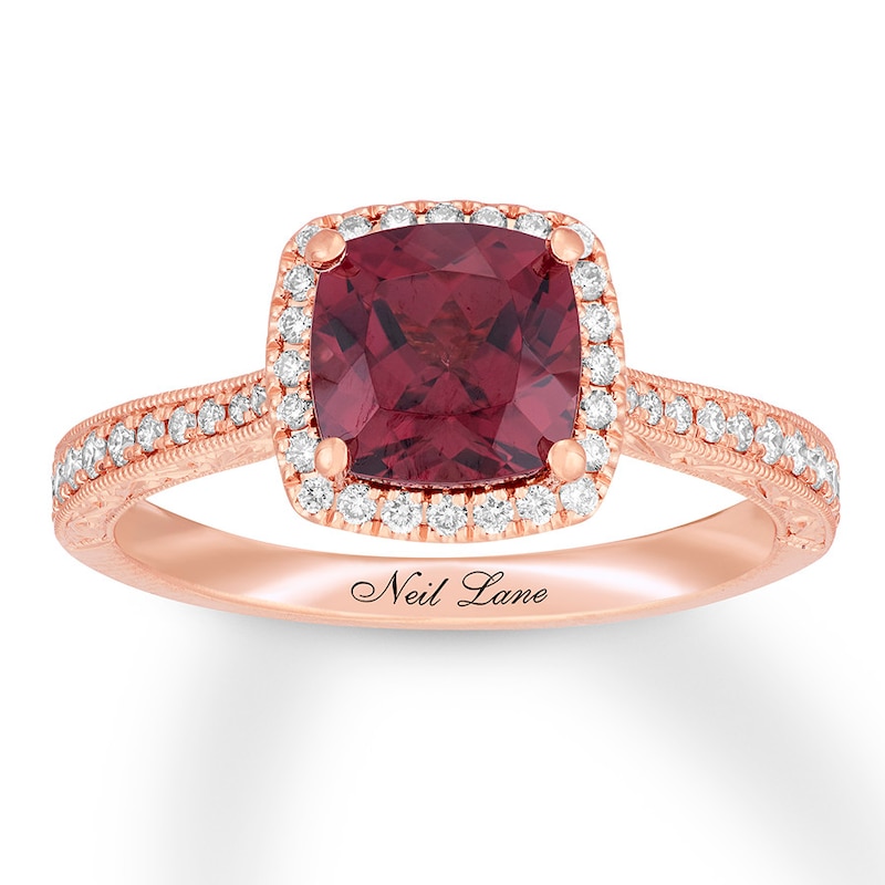 Main Image 1 of Neil Lane Garnet Engagement Ring 1/3 ct tw Diamonds 14K Gold