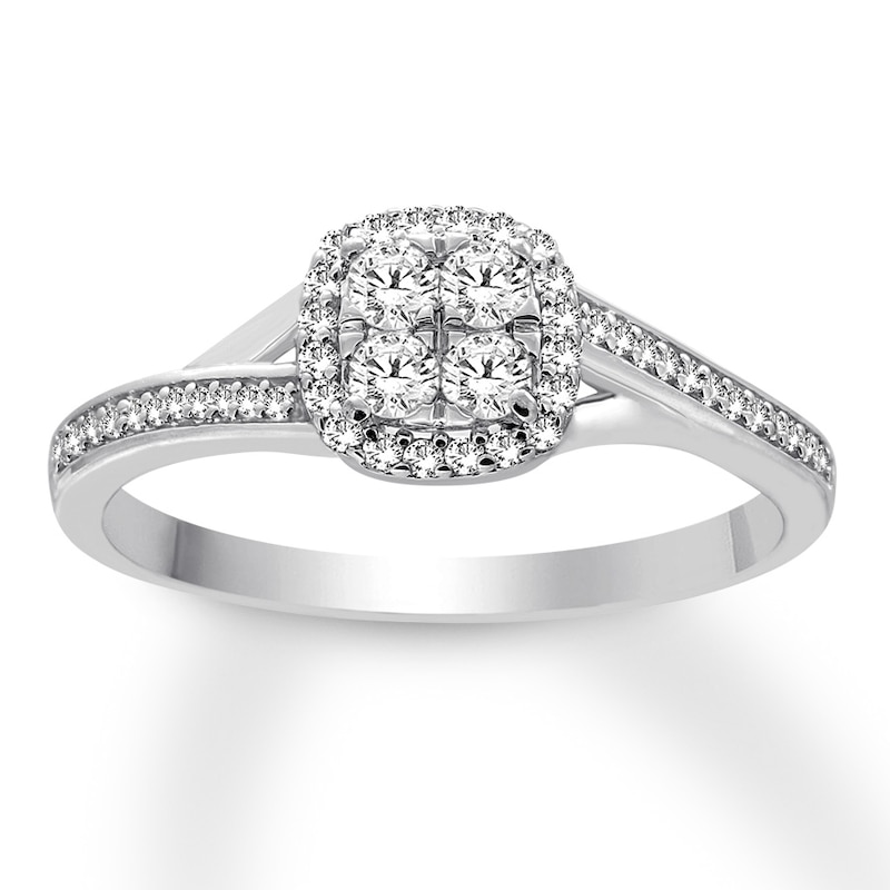 Diamond Promise Ring 1/3 ct tw Round 10K White Gold with 360