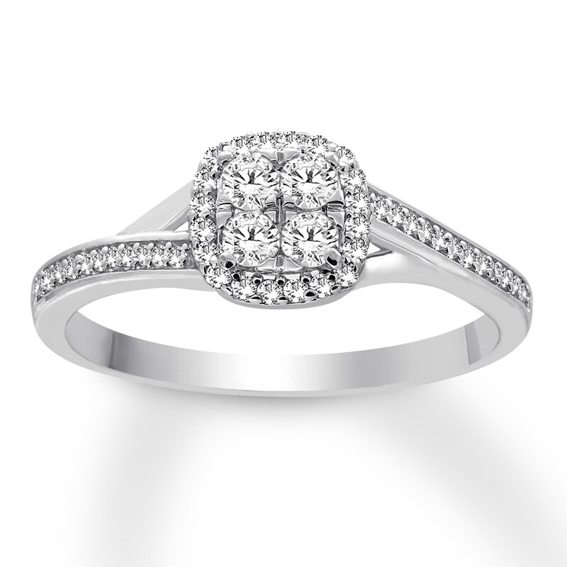 Diamond Promise Ring 1/3 ct tw Round 10K White Gold