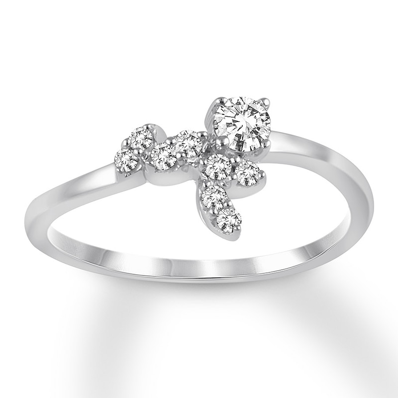 Diamond Promise Ring 1/5 ct tw Round 10K White Gold