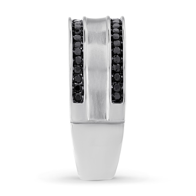 Men's Black Diamond Band 1/2 carat tw 10K White Gold