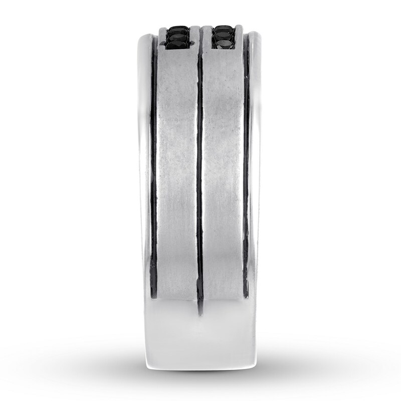 Black Diamond Men's Band 1/4 ct tw Round-cut 10K White Gold