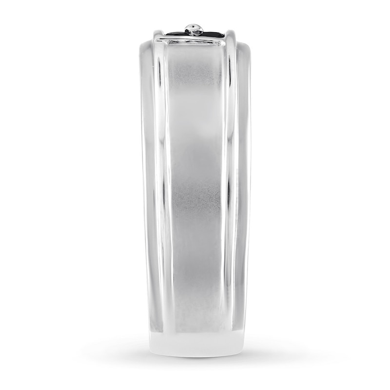 Main Image 2 of Black Diamond Men's Band 1/5 carat tw 10K White Gold