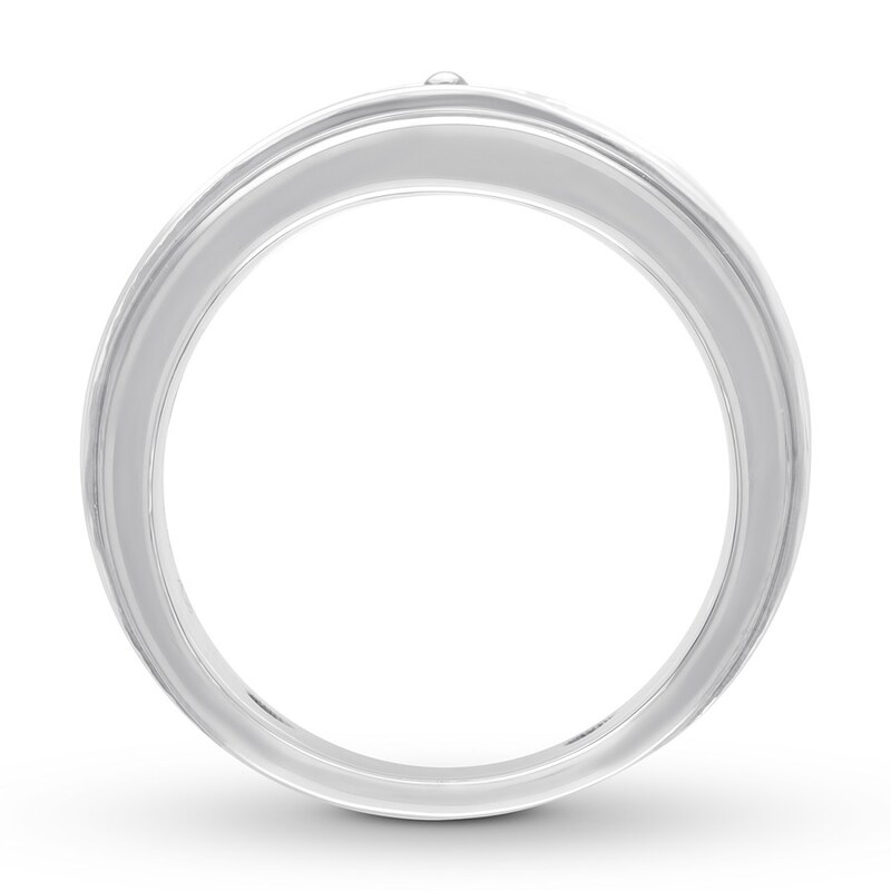 Main Image 3 of Black Diamond Men's Band 1/5 carat tw 10K White Gold