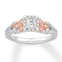 Diamond Promise Ring 1/2 ct tw Princess/Round 10K Two-Tone Gold