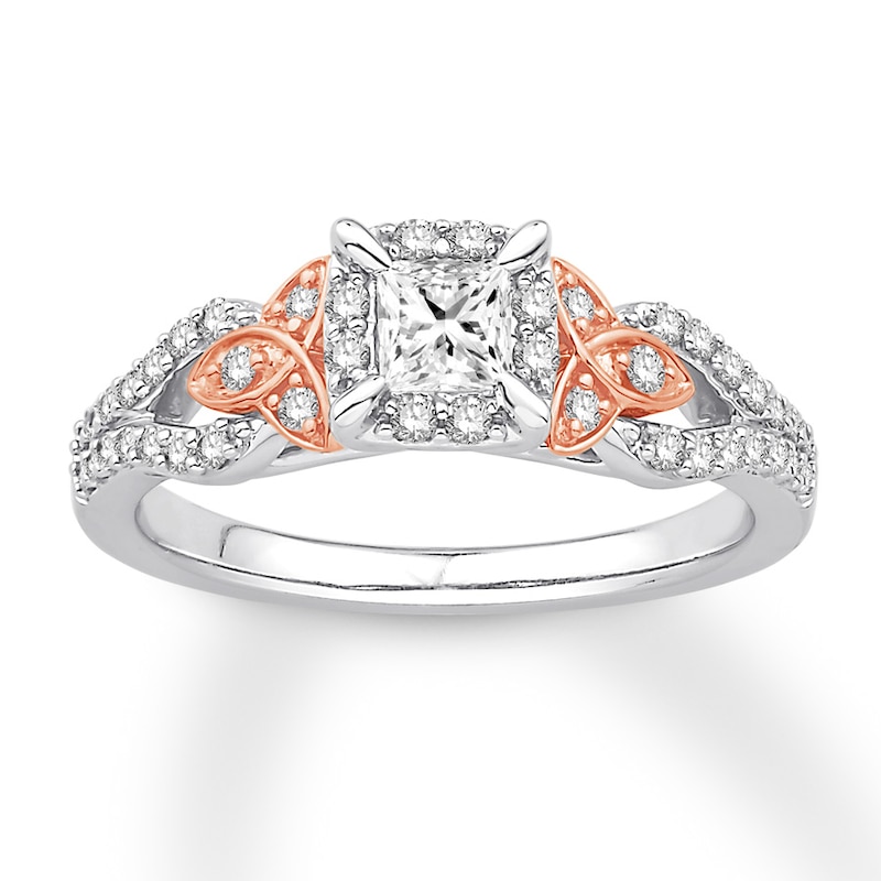 Main Image 1 of Diamond Promise Ring 1/2 ct tw Princess/Round 10K Two-Tone Gold
