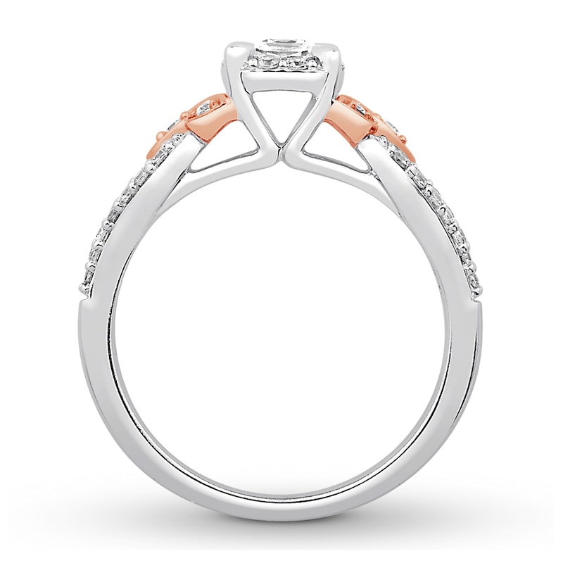 Main Image 2 of Diamond Promise Ring 1/2 ct tw Princess/Round 10K Two-Tone Gold
