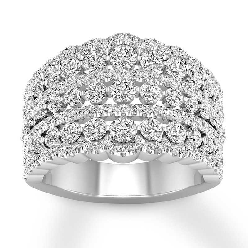 Diamond Anniversary Ring 2 carats tw Round 14K White Gold with 360