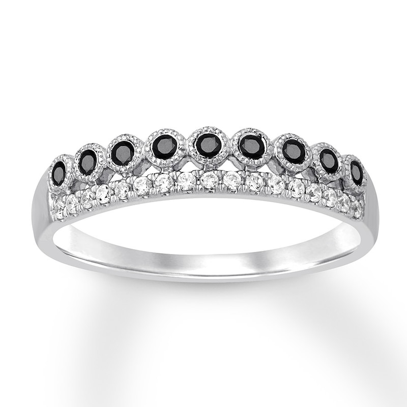 Black & White Diamond Anniversary Ring 1/4 ct tw 10K White Gold