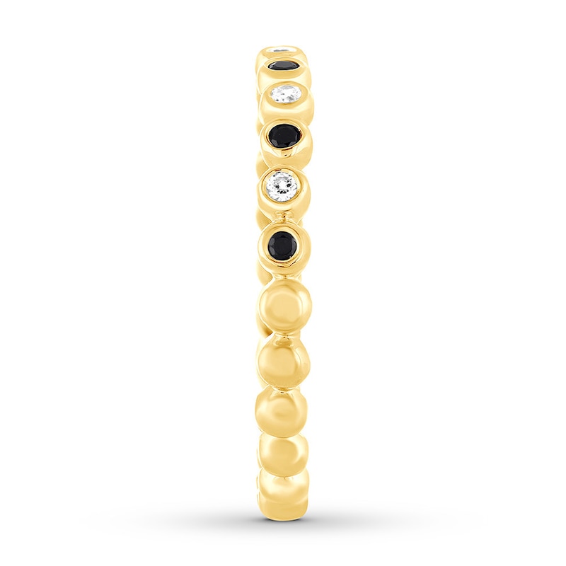 Main Image 3 of Black & White Diamond Band 1/8 ct tw Bezel-set 10K Yellow Gold