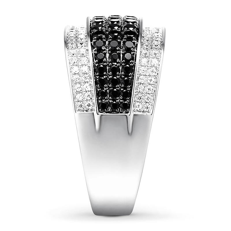 Black & White Diamond Men's Ring 1-1/2 ct tw 10K White Gold