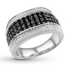 Thumbnail Image 3 of Black & White Diamond Men's Ring 1-1/2 ct tw 10K White Gold