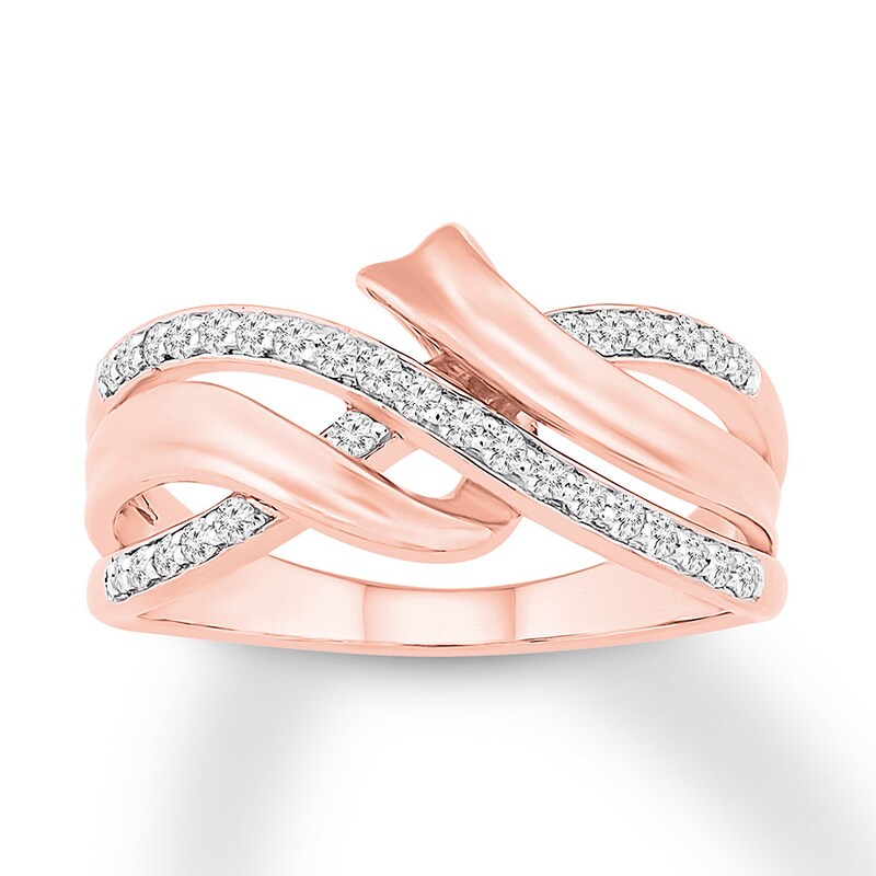 Diamond Wave Band 1/5 carat tw Round 10K Rose Gold