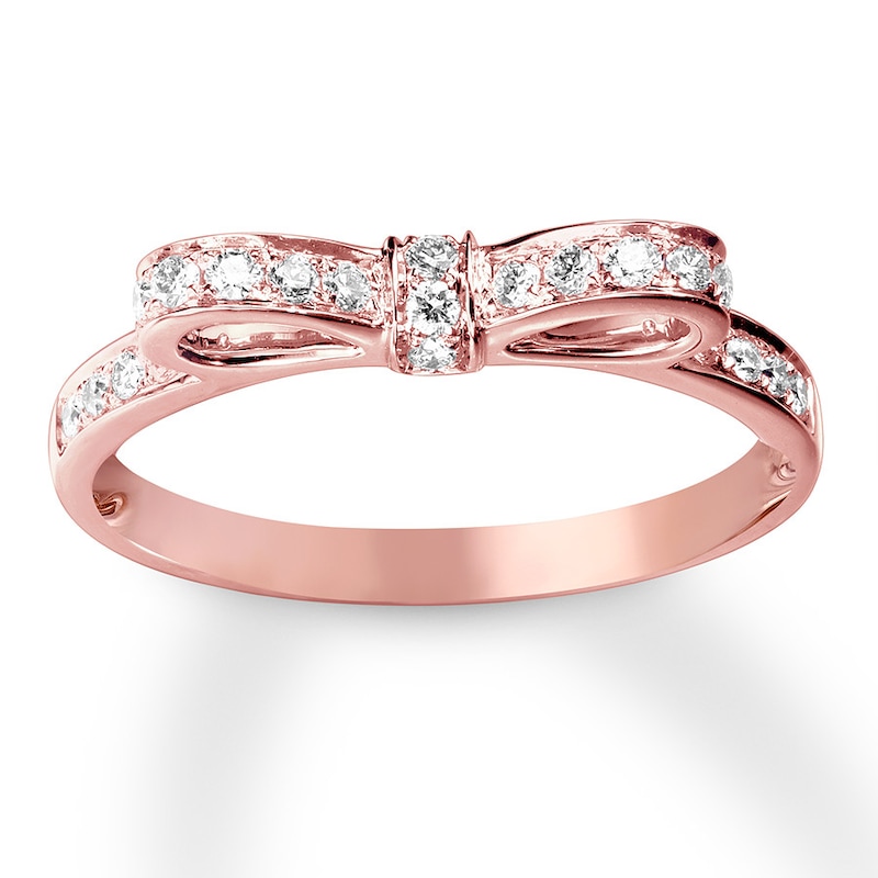 Diamond Bow Ring 1/4 carat tw Round 10K Rose Gold