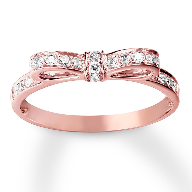 Main Image 1 of Diamond Bow Ring 1/4 carat tw Round 10K Rose Gold