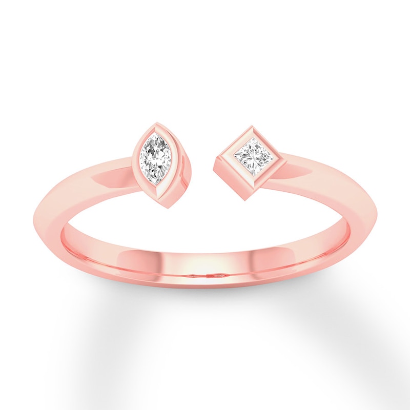 Diamond Deconstructed Ring 1/10 ct tw Bezel-set 14K Rose Gold