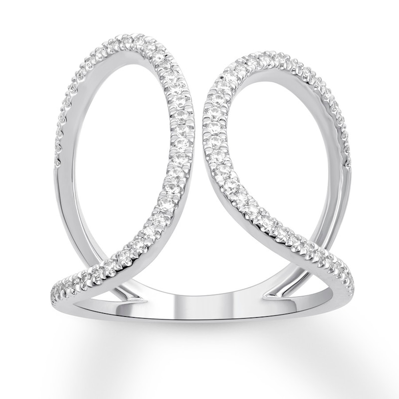 Diamond Loop Ring 3/8 carat tw Round 10K White Gold