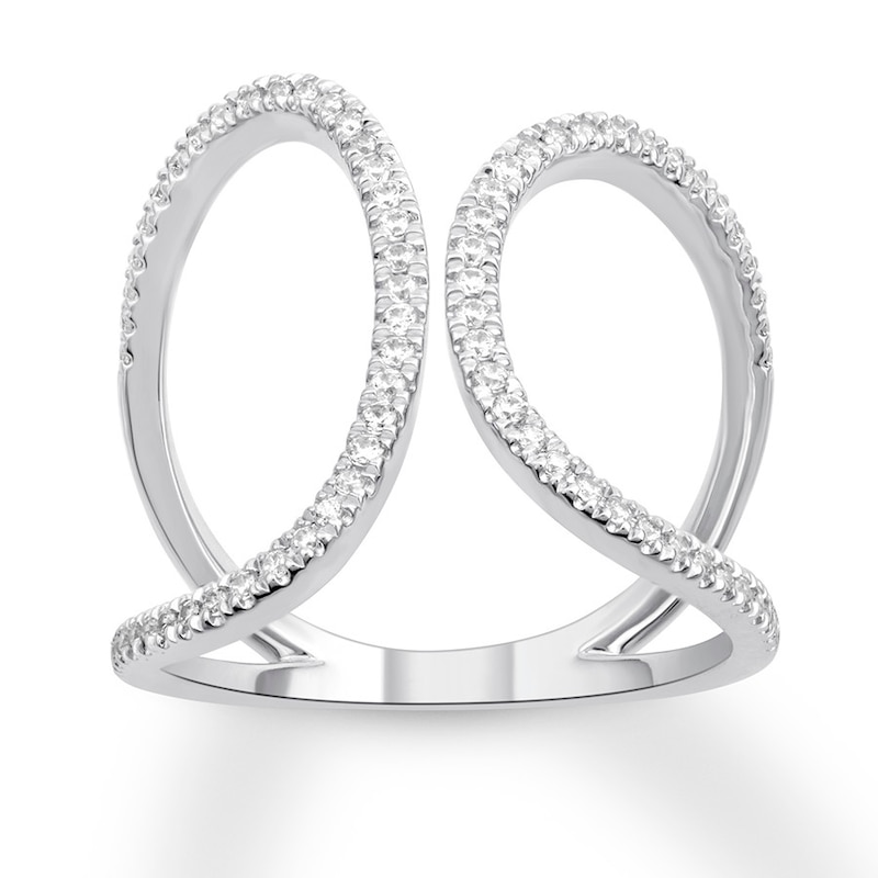 Main Image 1 of Diamond Loop Ring 3/8 carat tw Round 10K White Gold