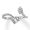 Thumbnail Image 0 of Diamond Ring 3/8 carat tw Round/Baguette 14K White Gold