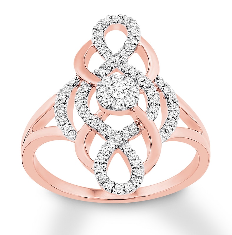 Diamond Knot Ring 1/3 carat tw Round 10K Rose Gold